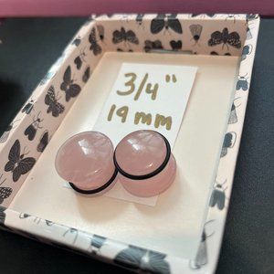 Single Flared rose quartz stone plugs, 3/4 19mm, $10 when bundled